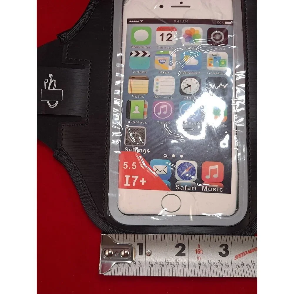 Sports Armband- Cell Phone Holder -Running /Jogging/ Gym  Black with Silver Trim